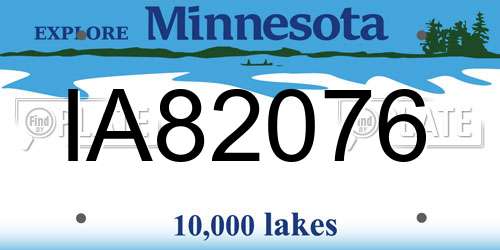 IA82076 Minnesota License Plate