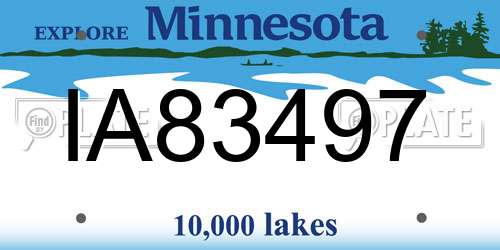 IA83497 Minnesota License Plate