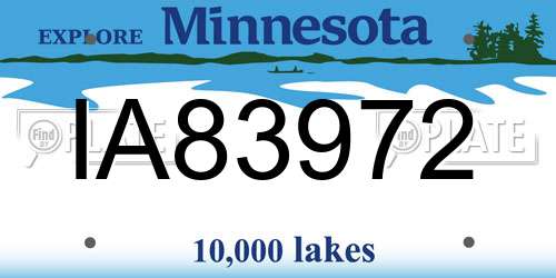 IA83972 Minnesota License Plate