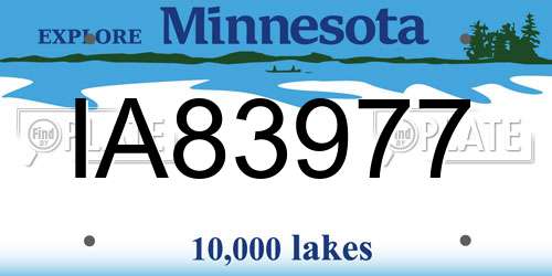 IA83977 Minnesota License Plate