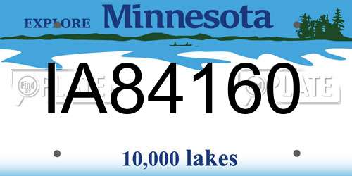 IA84160 Minnesota License Plate
