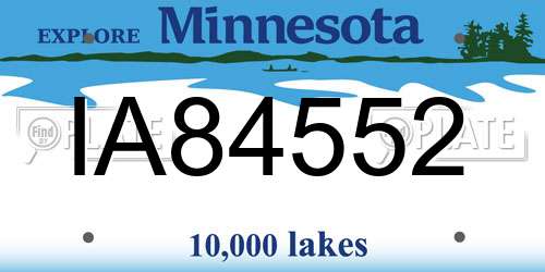 IA84552 Minnesota License Plate