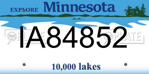 IA84852 Minnesota License Plate