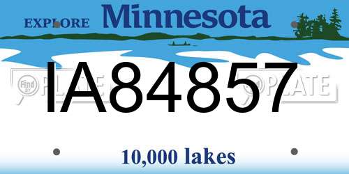 IA84857 Minnesota License Plate