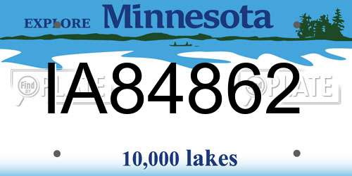 IA84862 Minnesota License Plate