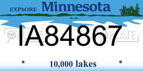 IA84867 Minnesota License Plate