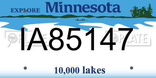 IA85147 Minnesota License Plate