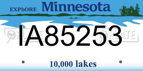 IA85253 Minnesota License Plate
