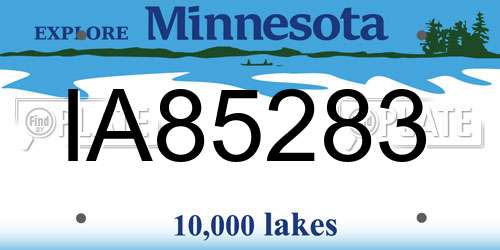 IA85283 Minnesota License Plate