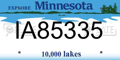 IA85335 Minnesota License Plate