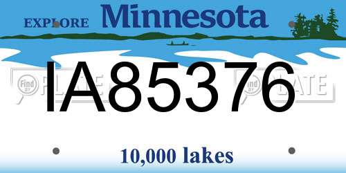 IA85376 Minnesota License Plate