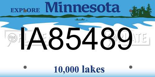 IA85489 Minnesota License Plate