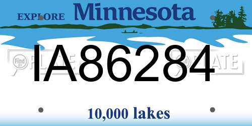 IA86284 Minnesota License Plate