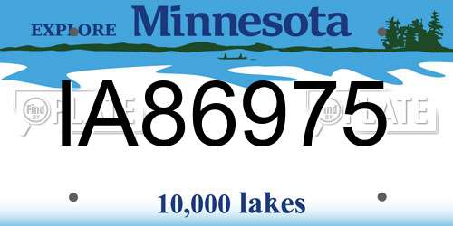 IA86975 Minnesota License Plate
