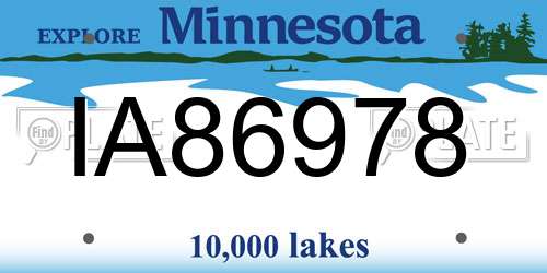 IA86978 Minnesota License Plate