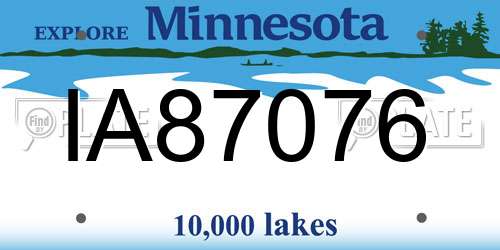 IA87076 Minnesota License Plate