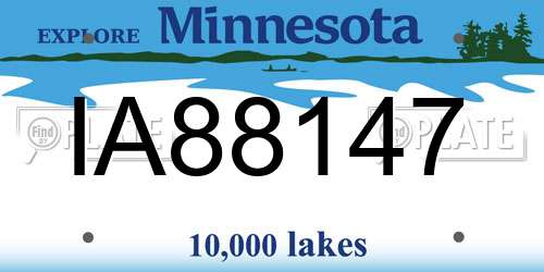 IA88147 Minnesota License Plate