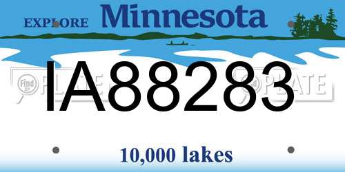 IA88283 Minnesota License Plate