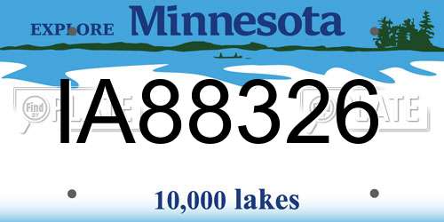 IA88326 Minnesota License Plate