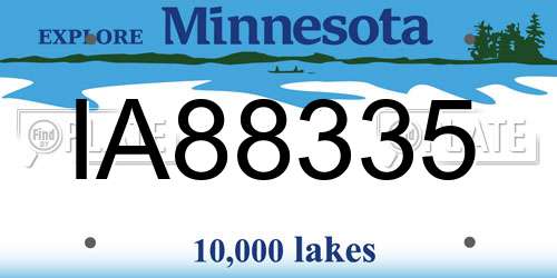 IA88335 Minnesota License Plate