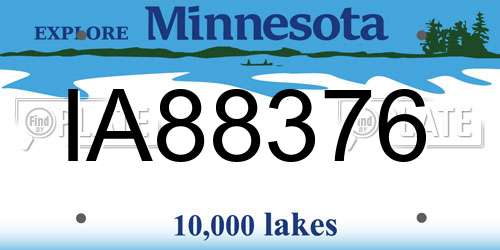 IA88376 Minnesota License Plate