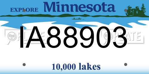 IA88903 Minnesota License Plate