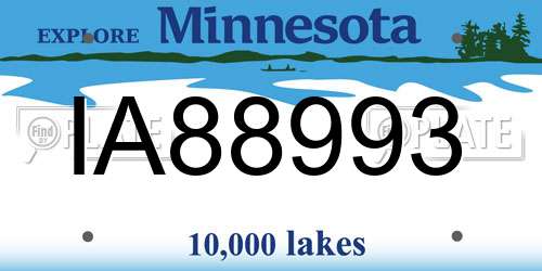 IA88993 Minnesota License Plate