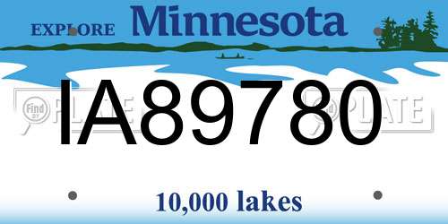 IA89780 Minnesota License Plate
