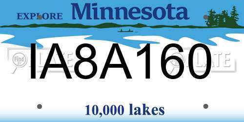 IA8A160 Minnesota License Plate