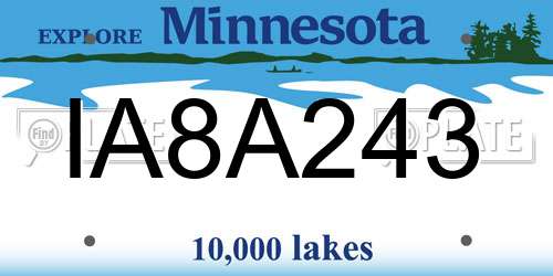 IA8A243 Minnesota License Plate