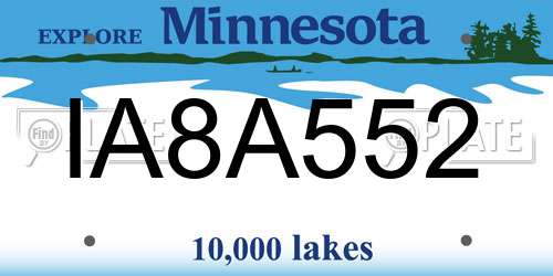 IA8A552 Minnesota License Plate