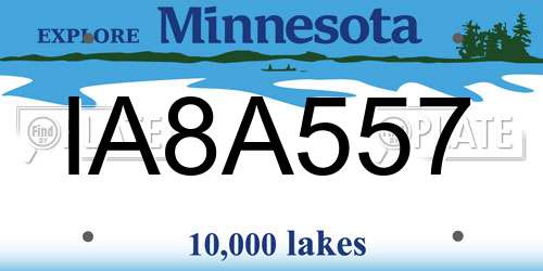 IA8A557 Minnesota License Plate