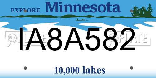 IA8A582 Minnesota License Plate