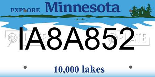 IA8A852 Minnesota License Plate