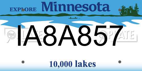 IA8A857 Minnesota License Plate