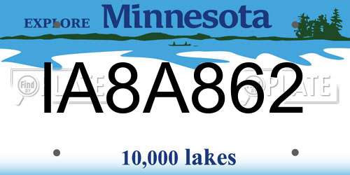 IA8A862 Minnesota License Plate