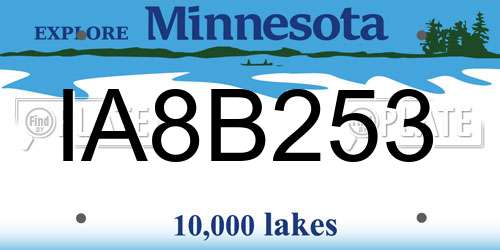 IA8B253 Minnesota License Plate