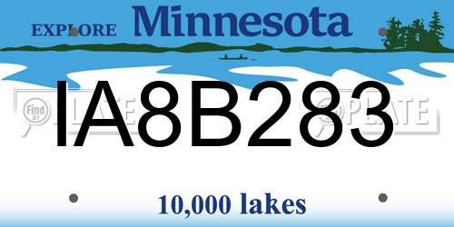 IA8B283 Minnesota License Plate