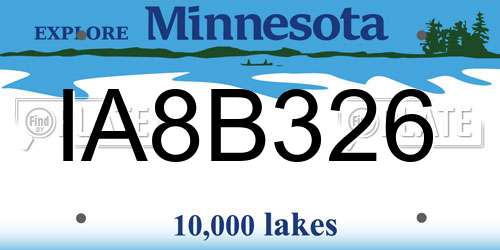 IA8B326 Minnesota License Plate