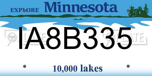 IA8B335 Minnesota License Plate