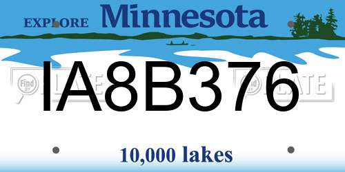 IA8B376 Minnesota License Plate