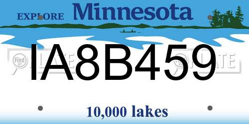 IA8B459 Minnesota License Plate