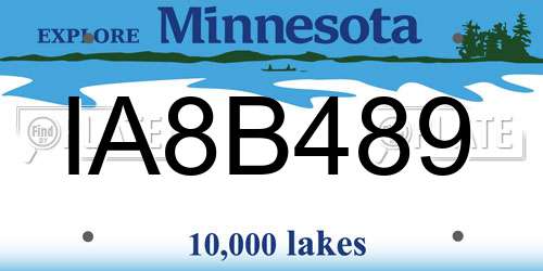 IA8B489 Minnesota License Plate