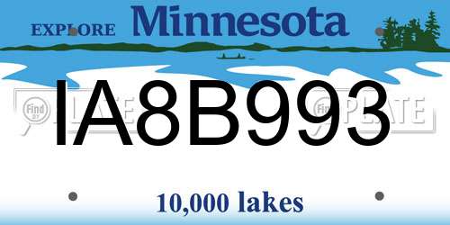 IA8B993 Minnesota License Plate