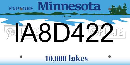 IA8D422 Minnesota License Plate
