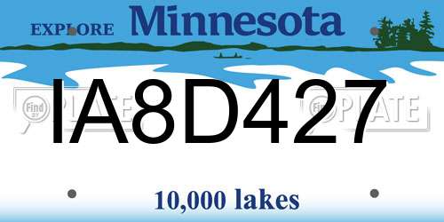 IA8D427 Minnesota License Plate