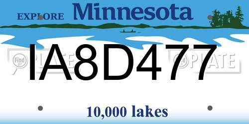 IA8D477 Minnesota License Plate