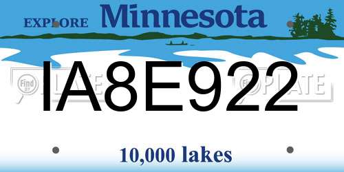 IA8E922 Minnesota License Plate