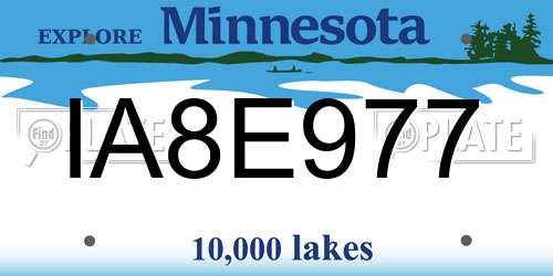 IA8E977 Minnesota License Plate