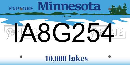 IA8G254 Minnesota License Plate